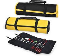 2 Pack Canvas Roll Up Tool Bags, Multi-Purpose Tool Pouch with Zipped Compartments Heavy Duty Hanging Tool Organizer for Wrench Screwdriver Tool Storage