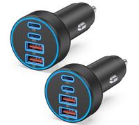 [2-Pack] Car Charger USB C, 4 in 1 90W Fast Charging 4-Port Dual 45W USBC & USB A Phone Car Charger Cargador Carro Lighter Adapter for iPhone 17 16 15 14 13 12 Pro Max, iPad, Galaxy, Tablet, Android