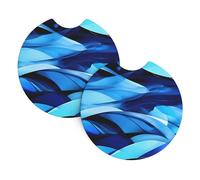 2 Pack Car Coaster for Cup Holders Abstract Blue Car Cup Coaster 2.7" Neoprene Non-Slip Automotive Cup Mat Universal Auto Car Interior Accessories for Women Men Cup Pad