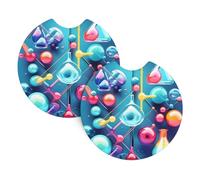 2 Pack Car Coaster for Cup Holders Abstract Science Chemistry Illustration 3D Car Cup Coaster 2.7" Neoprene Non-Slip Automotive Cup Mat Universal Auto Car Interior Accessories for Women Men Cup Pad