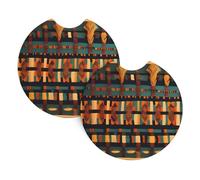 2 Pack Car Coaster for Cup Holders African Classic Weave Car Cup Coaster 2.7" Neoprene Non-Slip Automotive Cup Mat Universal Auto Car Interior Accessories for Women Men Cup Pad