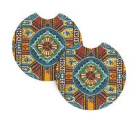 2 Pack Car Coaster for Cup Holders African Style Textile Pattern Car Cup Coaster 2.7" Neoprene Non-Slip Automotive Cup Mat Universal Auto Car Interior Accessories for Women Men Cup Pad
