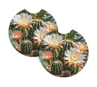 2 Pack Car Coaster for Cup Holders Cactus Flower Pot Car Cup Coaster 2.7" Neoprene Non-Slip Automotive Cup Mat Universal Auto Car Interior Accessories for Women Men Cup Pad