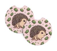 2 Pack Car Coaster for Cup Holders Cartoon Hedgehog 2.7" Neoprene Non-Slip Automotive Cup Mat Universal Auto Interior Accessories for Women Men
