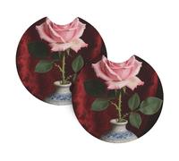 2 Pack Car Coaster for Cup Holders Charming Pink Rose Car Cup Coaster 2.7" Neoprene Non-Slip Automotive Cup Mat Universal Auto Car Interior Accessories for Women Men Cup Pad