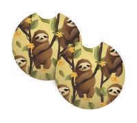 2 Pack Car Coaster for Cup Holders Cute Cartoon Sloths Car Cup Coaster 2.7" Neoprene Non-Slip Automotive Cup Mat Universal Auto Car Interior Accessories for Women Men Cup Pad