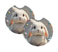 2 Pack Car Coaster for Cup Holders Cute Easter Bunny Car Cup Coaster 2.7" Neoprene Non-Slip Automotive Cup Mat Universal Auto Car Interior Accessories for Women Men Cup Pad