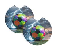 2 Pack Car Coaster for Cup Holders Football and Lightning Car Cup Coaster 2.7" Neoprene Non-Slip Automotive Cup Mat Universal Auto Car Interior Accessories for Women Men Cup Pad