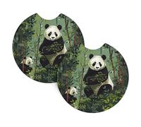 2 Pack Car Coaster for Cup Holders Forest Panda Animal Car Cup Coaster 2.7" Neoprene Non-Slip Automotive Cup Mat Universal Auto Car Interior Accessories for Women Men Cup Pad