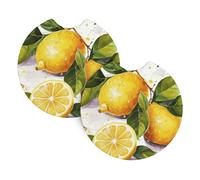 2 Pack Car Coaster for Cup Holders Fruits Lemon Car Cup Coaster 2.7" Neoprene Non-Slip Automotive Cup Mat Universal Auto Car Interior Accessories for Women Men Cup Pad