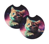 2 Pack Car Coaster for Cup Holders Galaxy Cat Baby Car Cup Coaster 2.7" Neoprene Non-Slip Automotive Cup Mat Universal Auto Car Interior Accessories for Women Men Cup Pad