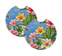 2 Pack Car Coaster for Cup Holders Hawaii Flowers Car Cup Coaster 2.7" Neoprene Non-Slip Automotive Cup Mat Universal Auto Car Interior Accessories for Women Men Cup Pad