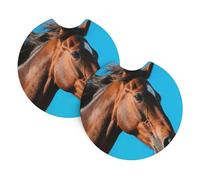 2 Pack Car Coaster for Cup Holders Horse Head Car Cup Coaster 2.7" Neoprene Non-Slip Automotive Cup Mat Universal Auto Car Interior Accessories for Women Men Cup Pad