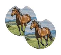 2 Pack Car Coaster for Cup Holders Horse Running in Field Car Cup Coaster 2.7" Neoprene Non-Slip Automotive Cup Mat Universal Auto Car Interior Accessories for Women Men Cup Pad