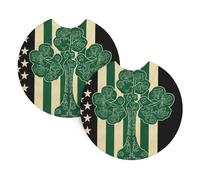 2 Pack Car Coaster for Cup Holders Irish American Flag Car Cup Coaster 2.7" Neoprene Non-Slip Automotive Cup Mat Universal Auto Car Interior Accessories for Women Men Cup Pad