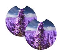 2 Pack Car Coaster for Cup Holders Lavender Flower Car Cup Coaster 2.7" Neoprene Non-Slip Automotive Cup Mat Universal Auto Car Interior Accessories for Women Men Cup Pad