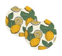 2 Pack Car Coaster for Cup Holders Lemon Fruit Pattern Car Cup Coaster 2.7" Neoprene Non-Slip Automotive Cup Mat Universal Auto Car Interior Accessories for Women Men Cup Pad