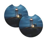 2 Pack Car Coaster for Cup Holders Lighthouse at Night Car Cup Coaster 2.7" Neoprene Non-Slip Automotive Cup Mat Universal Auto Car Interior Accessories for Women Men Cup Pad