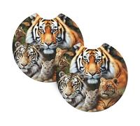 2 Pack Car Coaster for Cup Holders Lion Tiger Leopard and Butterfly Car Cup Coaster 2.7" Neoprene Non-Slip Automotive Cup Mat Universal Auto Car Interior Accessories for Women Men Cup Pad