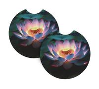 2 Pack Car Coaster for Cup Holders Lotus Flower Car Cup Coaster 2.7" Neoprene Non-Slip Automotive Cup Mat Universal Auto Car Interior Accessories for Women Men Cup Pad