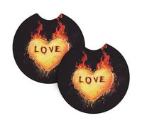 2 Pack Car Coaster for Cup Holders Love Burns Car Cup Coaster 2.7" Neoprene Non-Slip Automotive Cup Mat Universal Auto Car Interior Accessories for Women Men Cup Pad