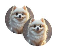 2 Pack Car Coaster for Cup Holders Lovely Pomeranian Car Cup Coaster 2.7" Neoprene Non-Slip Automotive Cup Mat Universal Auto Car Interior Accessories for Women Men Cup Pad