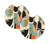 2 Pack Car Coaster for Cup Holders Mid-Century Modern Art Cat Car Cup Coaster 2.7" Neoprene Non-Slip Automotive Cup Mat Universal Auto Car Interior Accessories for Women Men Cup Pad