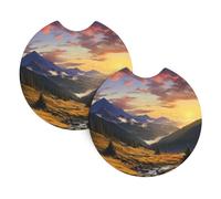 2 Pack Car Coaster for Cup Holders Mountain Sunset Landscape Car Cup Coaster 2.7" Neoprene Non-Slip Automotive Cup Mat Universal Auto Car Interior Accessories for Women Men Cup Pad
