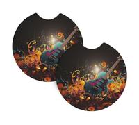 2 Pack Car Coaster for Cup Holders Music Background Car Cup Coaster 2.7" Neoprene Non-Slip Automotive Cup Mat Universal Auto Car Interior Accessories for Women Men Cup Pad