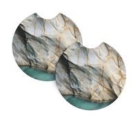 2 Pack Car Coaster for Cup Holders Natural Marble Car Cup Coaster 2.7" Neoprene Non-Slip Automotive Cup Mat Universal Auto Car Interior Accessories for Women Men Cup Pad