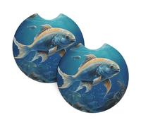 2 Pack Car Coaster for Cup Holders Ocean Fish Car Cup Coaster 2.7" Neoprene Non-Slip Automotive Cup Mat Universal Auto Car Interior Accessories for Women Men Cup Pad