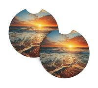 2 Pack Car Coaster for Cup Holders Ocean Sunrise Car Cup Coaster 2.7" Neoprene Non-Slip Automotive Cup Mat Universal Auto Car Interior Accessories for Women Men Cup Pad