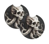 2 Pack Car Coaster for Cup Holders Octopus Skull Car Cup Coaster 2.7" Neoprene Non-Slip Automotive Cup Mat Universal Auto Car Interior Accessories for Women Men Cup Pad