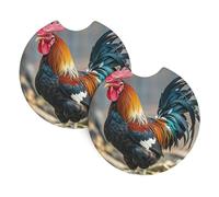 2 Pack Car Coaster for Cup Holders Old Rooster Illustration Car Cup Coaster 2.7" Neoprene Non-Slip Automotive Cup Mat Universal Auto Car Interior Accessories for Women Men Cup Pad