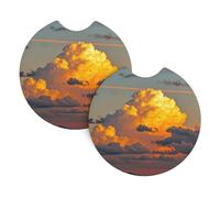 2 Pack Car Coaster for Cup Holders Orange Sky Car Cup Coaster 2.7" Neoprene Non-Slip Automotive Cup Mat Universal Auto Car Interior Accessories for Women Men Cup Pad