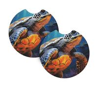 2 Pack Car Coaster for Cup Holders Painted sea Turtle Car Cup Coaster 2.7" Neoprene Non-Slip Automotive Cup Mat Universal Auto Car Interior Accessories for Women Men Cup Pad