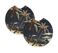 2 Pack Car Coaster for Cup Holders Palm Tree Car Cup Coaster 2.7" Neoprene Non-Slip Automotive Cup Mat Universal Auto Car Interior Accessories for Women Men Cup Pad
