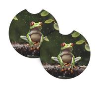 2 Pack Car Coaster for Cup Holders Peace Tree Frog Car Cup Coaster 2.7" Neoprene Non-Slip Automotive Cup Mat Universal Auto Car Interior Accessories for Women Men Cup Pad