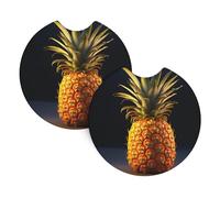 2 Pack Car Coaster for Cup Holders Pineapple Fruit Car Cup Coaster 2.7" Neoprene Non-Slip Automotive Cup Mat Universal Auto Car Interior Accessories for Women Men Cup Pad