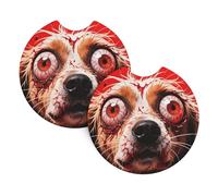 2 Pack Car Coaster for Cup Holders red Dog Car Cup Coaster 2.7" Neoprene Non-Slip Automotive Cup Mat Universal Auto Car Interior Accessories for Women Men Cup Pad
