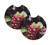 2 Pack Car Coaster for Cup Holders Red Wine Grape Car Cup Coaster 2.7" Neoprene Non-Slip Automotive Cup Mat Universal Auto Car Interior Accessories for Women Men Cup Pad
