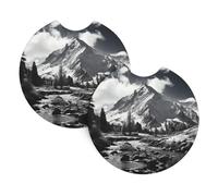 2 Pack Car Coaster for Cup Holders Retro Forest and Mountains Car Cup Coaster 2.7" Neoprene Non-Slip Automotive Cup Mat Universal Auto Car Interior Accessories for Women Men Cup Pad