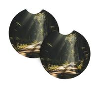 2 Pack Car Coaster for Cup Holders Road in the Forest Car Cup Coaster 2.7" Neoprene Non-Slip Automotive Cup Mat Universal Auto Car Interior Accessories for Women Men Cup Pad