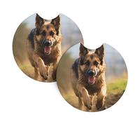 2 Pack Car Coaster for Cup Holders Running German Shepherd Dog Car Cup Coaster 2.7" Neoprene Non-Slip Automotive Cup Mat Universal Auto Car Interior Accessories for Women Men Cup Pad