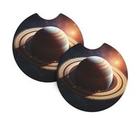 2 Pack Car Coaster for Cup Holders Saturn Ring Planet Car Cup Coaster 2.7" Neoprene Non-Slip Automotive Cup Mat Universal Auto Car Interior Accessories for Women Men Cup Pad