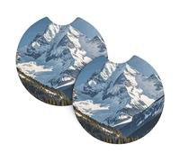 2 Pack Car Coaster for Cup Holders Spectacular Snowy Mountains Car Cup Coaster 2.7" Neoprene Non-Slip Automotive Cup Mat Universal Auto Car Interior Accessories for Women Men Cup Pad