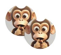 2 Pack Car Coaster for Cup Holders The Silent Monkey Car Cup Coaster 2.7" Neoprene Non-Slip Automotive Cup Mat Universal Auto Car Interior Accessories for Women Men Cup Pad
