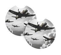 2 Pack Car Coaster for Cup Holders World War 2 Car Cup Coaster 2.7" Neoprene Non-Slip Automotive Cup Mat Universal Auto Car Interior Accessories for Women Men Cup Pad