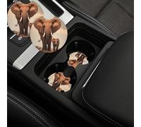 2 Pack Car Coasters for Cup Holders Absorbent Non-Slip Car Cup Coasters Universal 2.7 Inch Cars Coaster Elephant and Baby Elephant Insert Cupholder Pad Cute Auto Assecories for Women Men