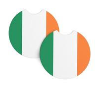 2 Pack Car Coasters Irish Flag Printing Drink Mat Waterproof Interior Accessories Cup Holder Pads For Car, For Most Vehicles, Auto, Truck, 6.9cm